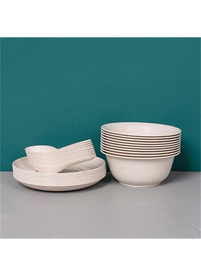 Disposable Suit Tableware Dishes Cup Chopsticks Spoon Five Suit Household Five Commercial Food Grade Factory One Wholesale-Color:30 Pieces Each In Bulk (bowl + Plate + Spoon)