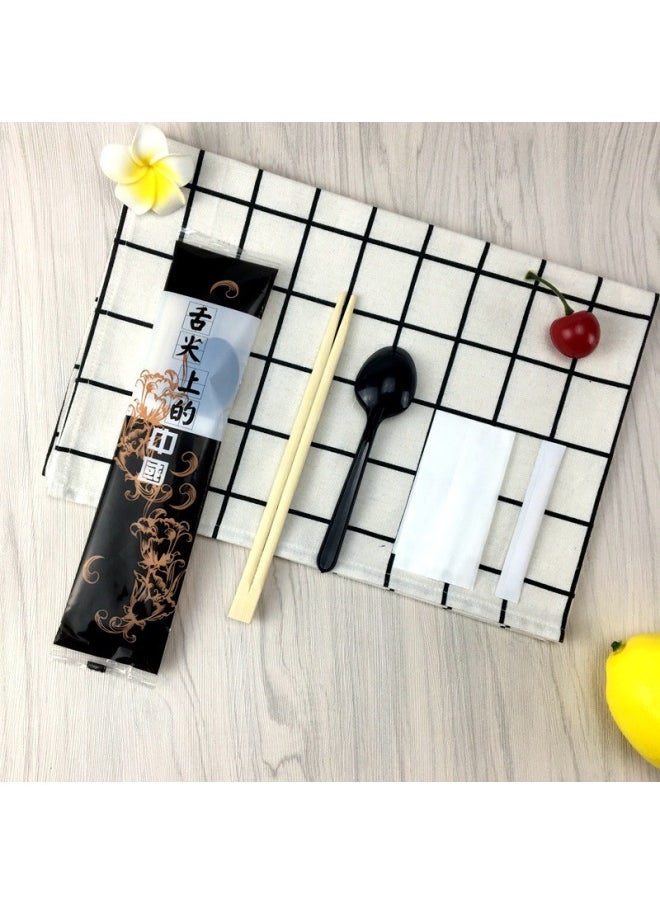 Disposable Chopsticks Wholesale Four-piece Tableware Set Four-in-one Takeaway Commercial Tableware Package Three-piece Factory Chopsticks-Color:Arrangement-Twin Chopsticks-Specifications:300 Sets