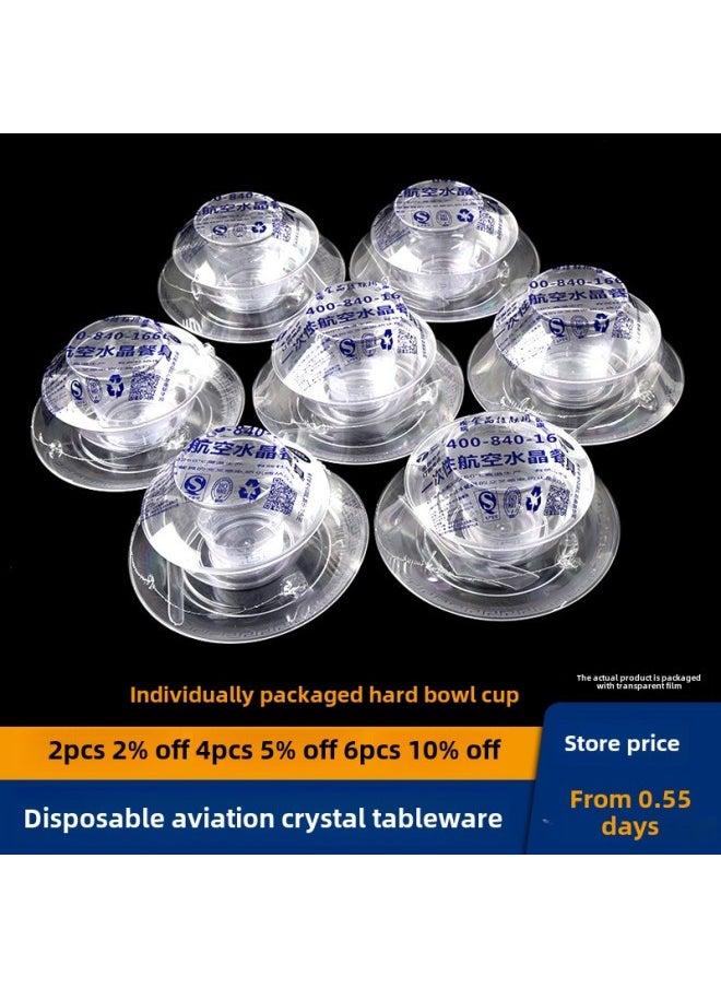 Banquet Housewarming Wedding Banquet Disposable Tableware Three-piece Set Bowl And Chopsticks Suit Environmental Protection Tableware Hard Plastic Thickened-Color:80 Sets (large Bowl + Cup) 2-piece Set Recommended