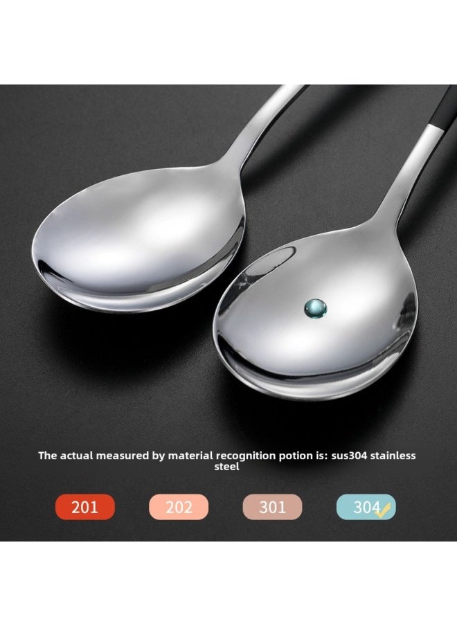 Creative 304 Chopsticks Spoon Fork Student Stainless Steel Korean Portable Tableware Suit Three-piece Single Storage Box-Specifications:Silver Spoon Wooden Chopsticks-2-piece Set
