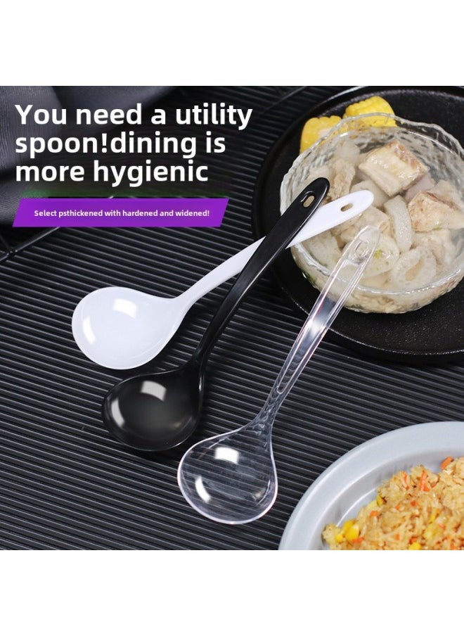 Disposable Spoon Large Thick Soup Spoon Plastic Takeaway Packing Porridge Spoon Independent Packaging Spicy Hot Long Handle Spoon-Specifications:50 PCs-Color:Extra Large Extra Thick Spoon  Independent Pack