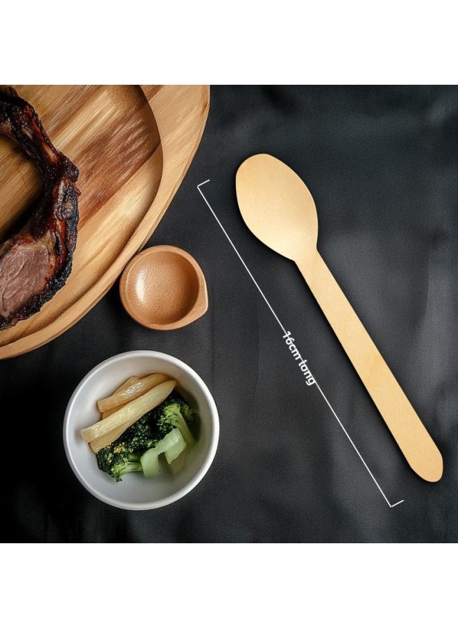 Eco-Friendly Disposable Wooden Fork Spoon Ice Cream Dessert Set Birch Wood Utensils Set Customizable Logo Japanese Minimalist Style-Specifications:11cm(1000 Simple)-Color:Log Color Spoon
