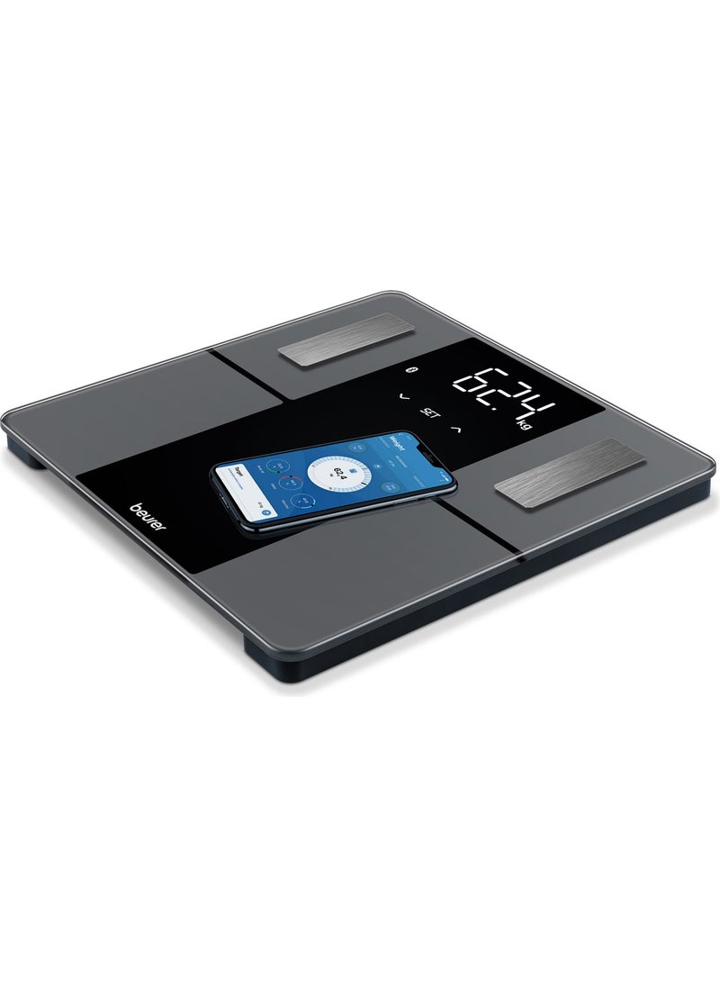 BF 500 Black Scale Fat, water, muscle, bone, bmi, bmr/amr (Kcal) Meter with Bluetooth Transmission