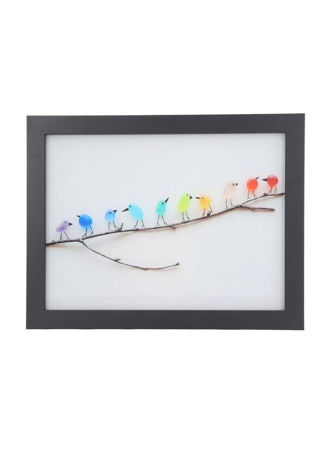 Photo Frame Black Decorative Rugged Multifunctional Sea Glass Birds Picture Frame for Living Room Bedroom