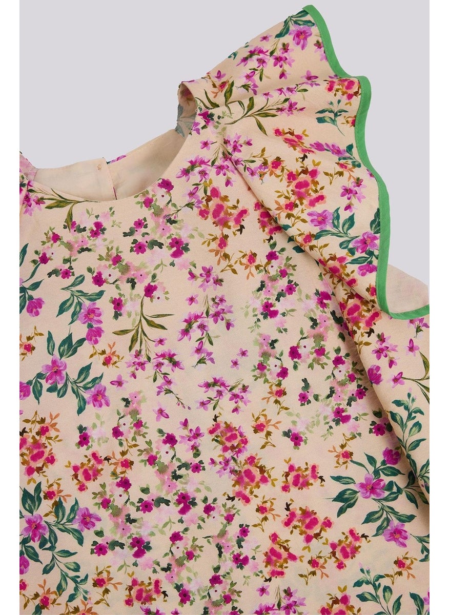 Floral Ruffle Sleeve Dress