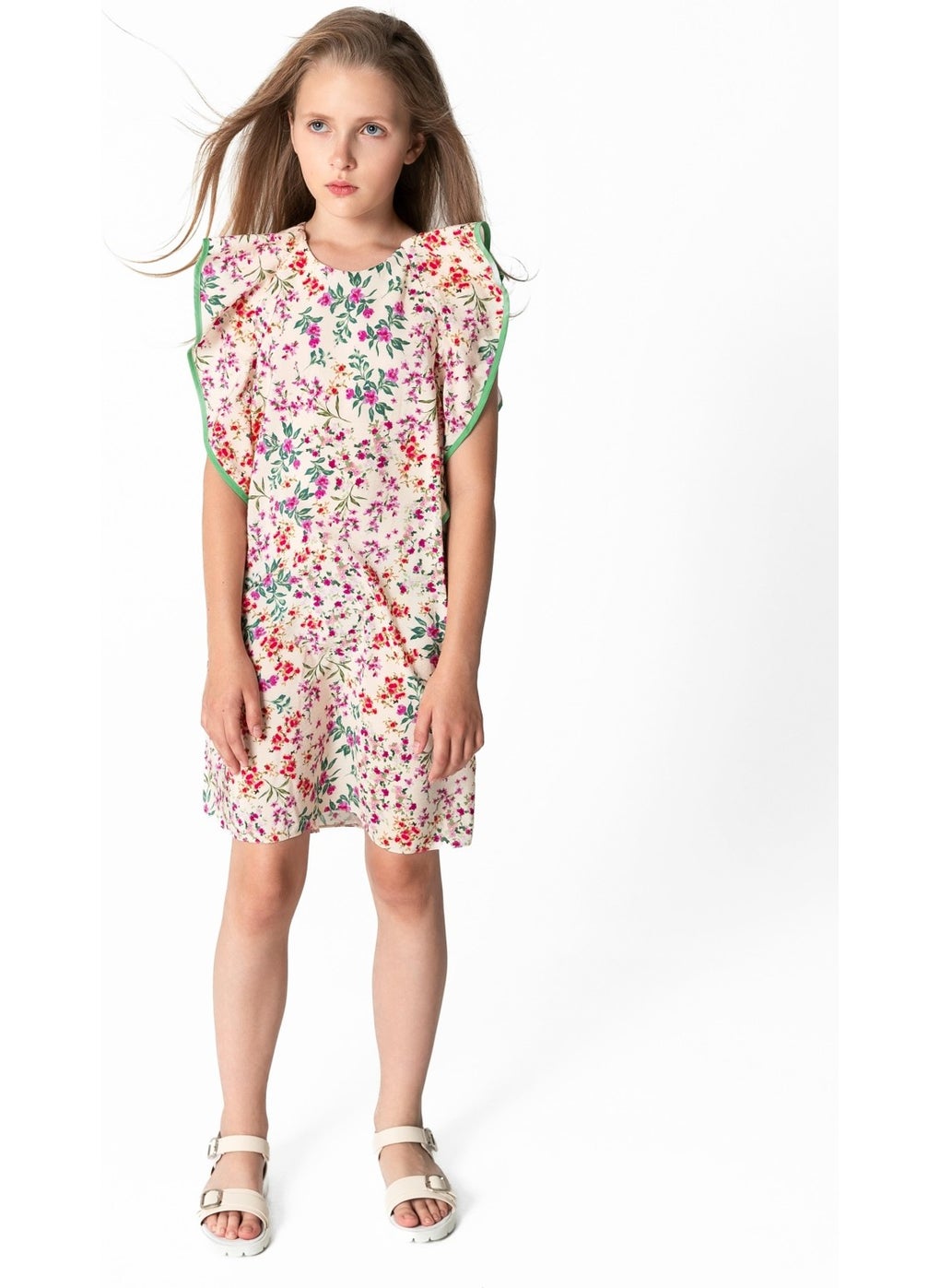 Floral Ruffle Sleeve Dress