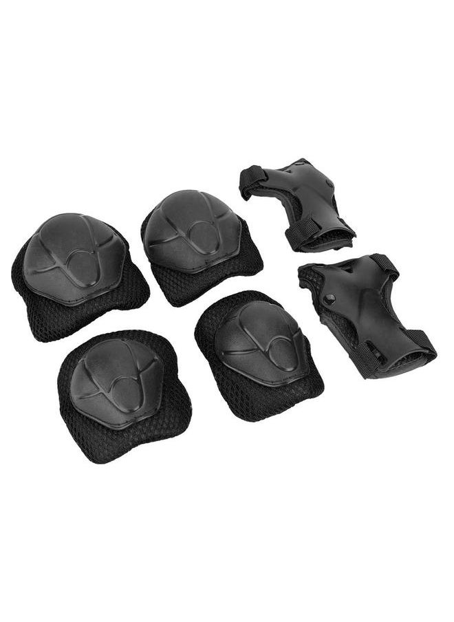 6pcs Children Protective Safety Gear Pad Skateboard Wrist Elbow Knee Protectors Set (Black)