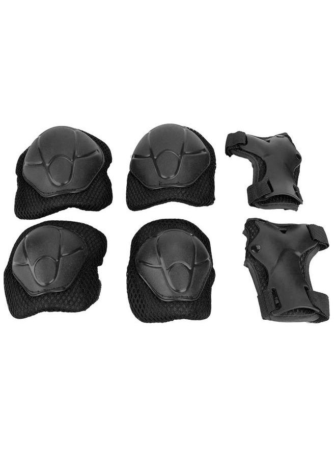 6pcs Children Protective Safety Gear Pad Skateboard Wrist Elbow Knee Protectors Set (Black)