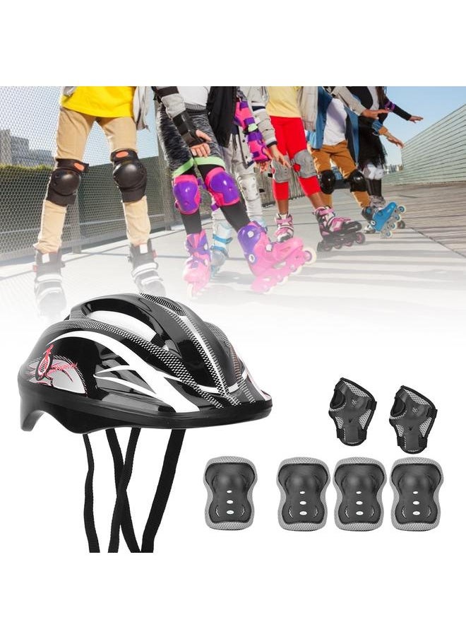 7pcs Helmet Knee Wrist Guard Elbow Pad Set Children Cycling Roller Skating GuardBlack Children Style (7pcs)