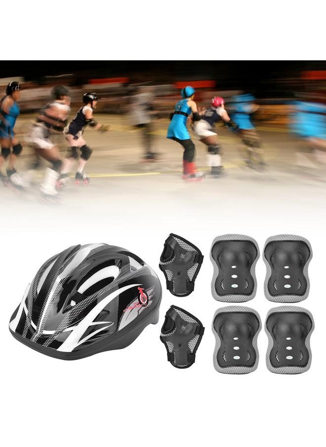 7pcs Helmet Knee Wrist Guard Elbow Pad Set Children Cycling Roller Skating GuardBlack Children Style (7pcs)
