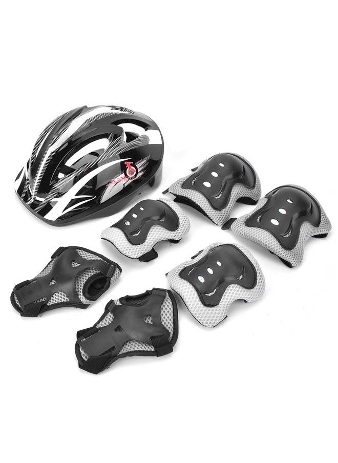 7pcs Helmet Knee Wrist Guard Elbow Pad Set Children Cycling Roller Skating GuardBlack Children Style (7pcs)
