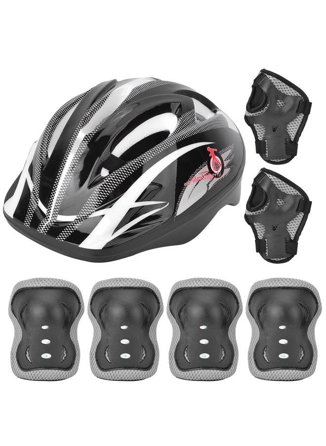 7pcs Helmet Knee Wrist Guard Elbow Pad Set Children Cycling Roller Skating GuardBlack Children Style (7pcs)