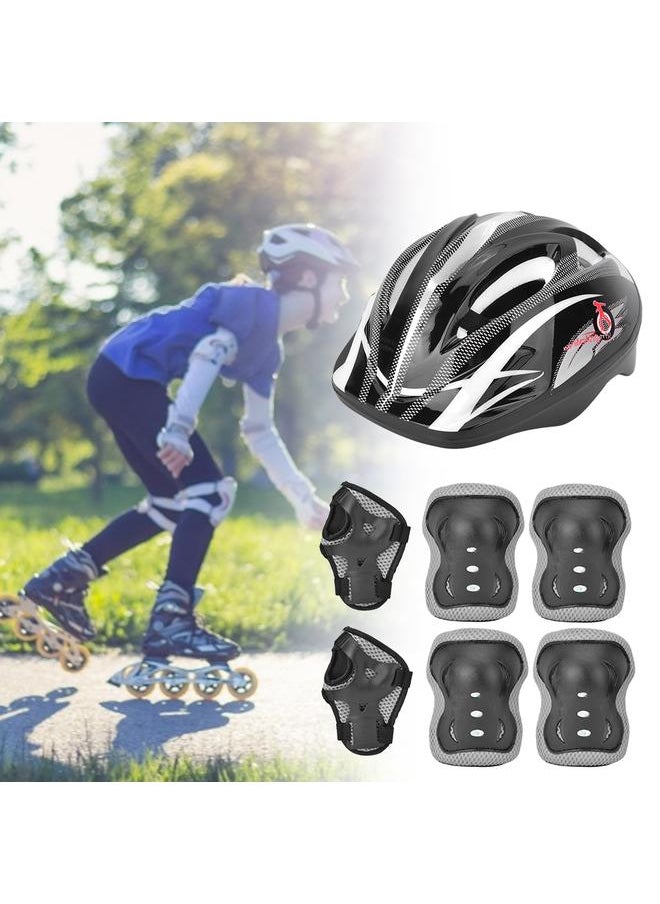 7pcs Helmet Knee Wrist Guard Elbow Pad Set Children Cycling Roller Skating GuardBlack Children Style (7pcs)
