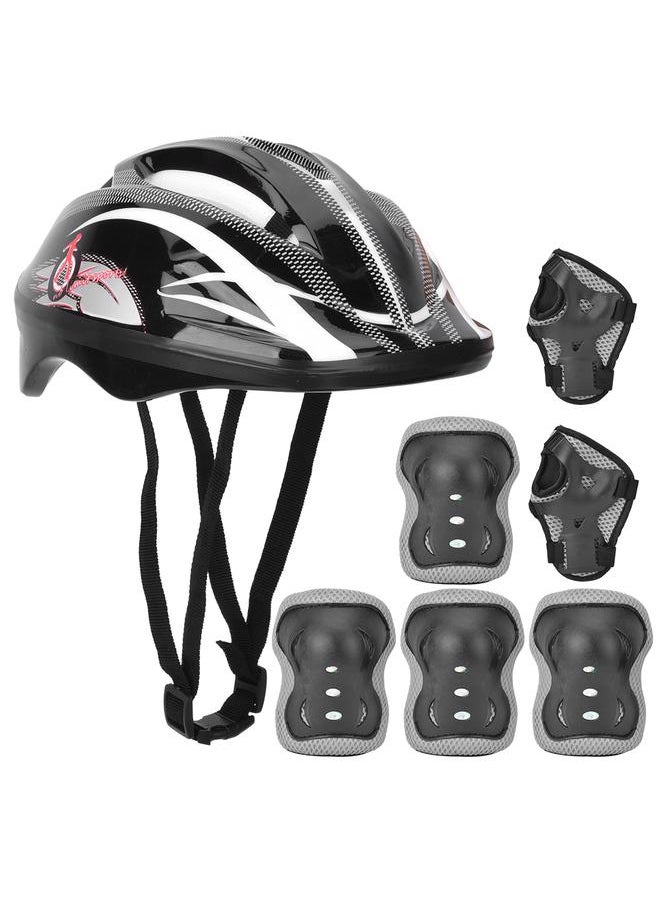 7pcs Helmet Knee Wrist Guard Elbow Pad Set Children Cycling Roller Skating GuardBlack Children Style (7pcs)