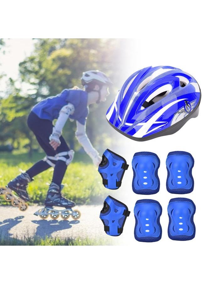 7pcs Helmet Knee Wrist Guard Elbow Pad Set Children Cycling Roller Skating GuardDark Blue Children Style (7pcs)
