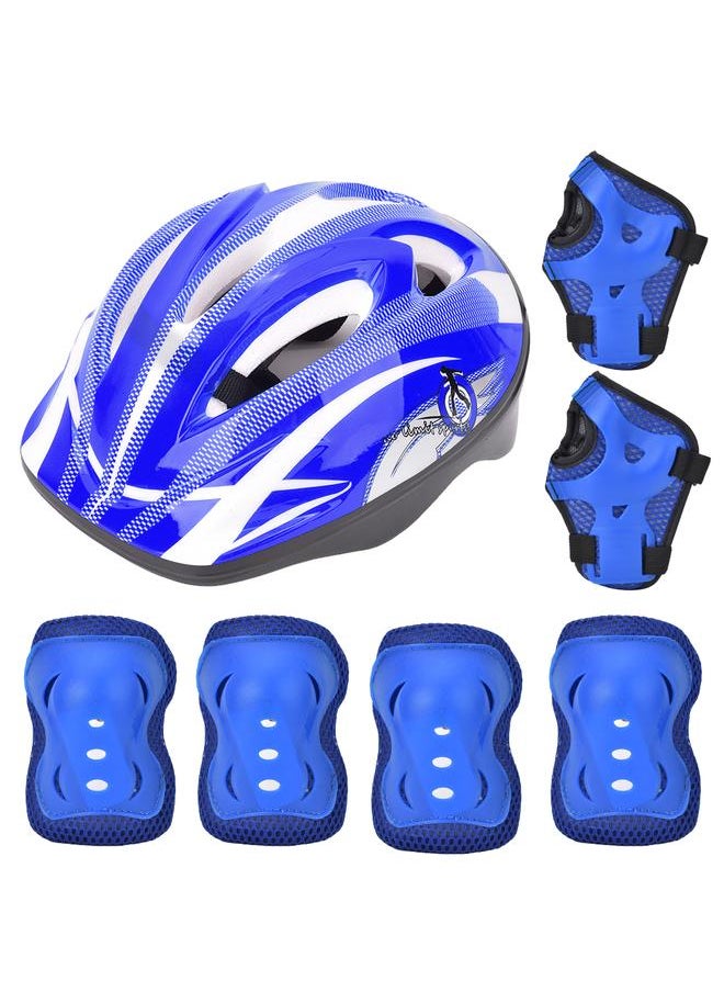 7pcs Helmet Knee Wrist Guard Elbow Pad Set Children Cycling Roller Skating GuardDark Blue Children Style (7pcs)