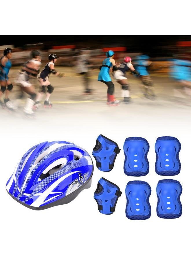 7pcs Helmet Knee Wrist Guard Elbow Pad Set Children Cycling Roller Skating GuardDark Blue Children Style (7pcs)