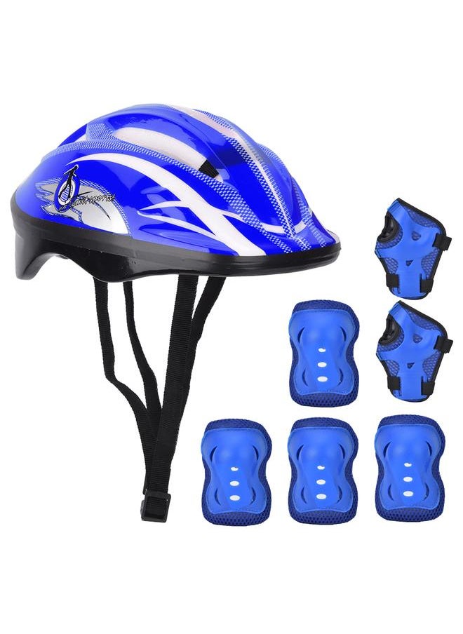 7pcs Helmet Knee Wrist Guard Elbow Pad Set Children Cycling Roller Skating GuardDark Blue Children Style (7pcs)