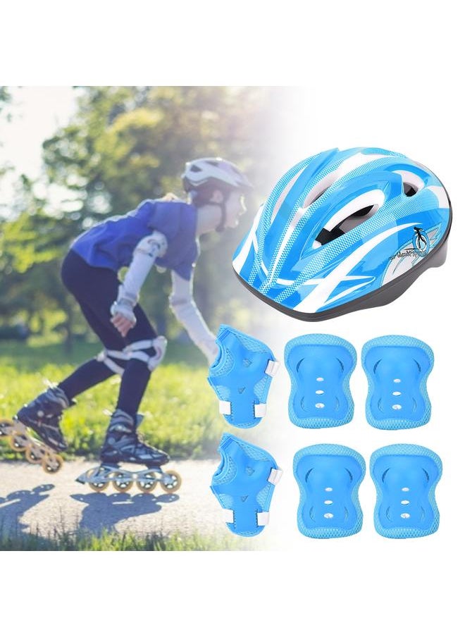 7pcs Helmet Knee Wrist Guard Elbow Pad Set Children Cycling Roller Skating GuardLight Blue Children Style (7pcs)