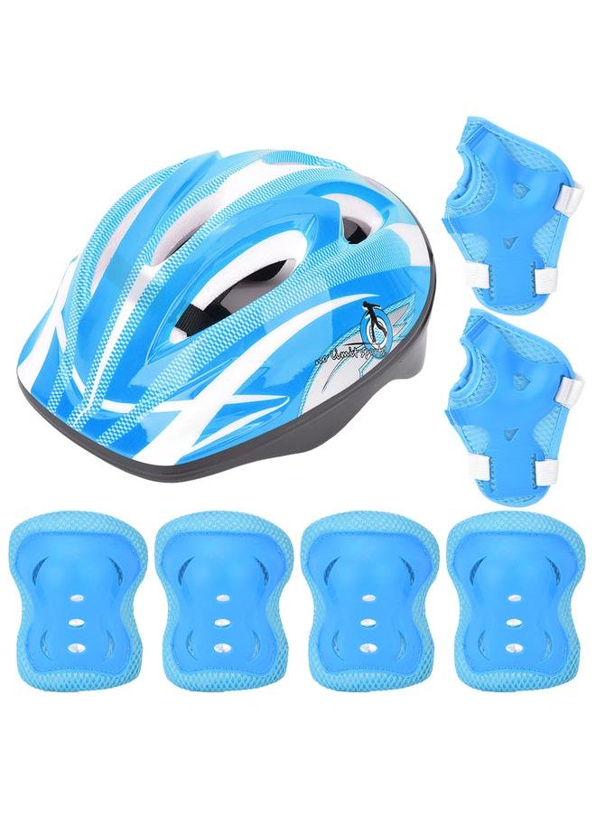7pcs Helmet Knee Wrist Guard Elbow Pad Set Children Cycling Roller Skating GuardLight Blue Children Style (7pcs)