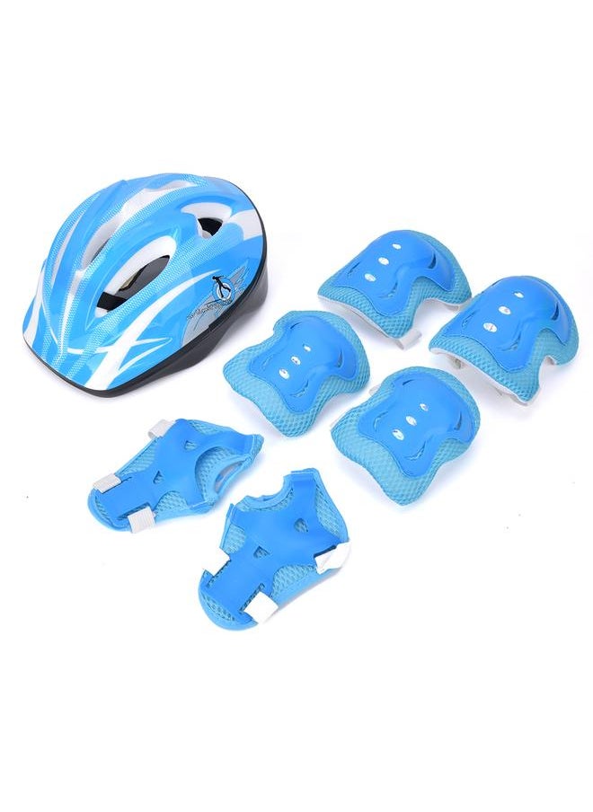 7pcs Helmet Knee Wrist Guard Elbow Pad Set Children Cycling Roller Skating GuardLight Blue Children Style (7pcs)
