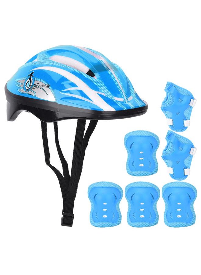 7pcs Helmet Knee Wrist Guard Elbow Pad Set Children Cycling Roller Skating GuardLight Blue Children Style (7pcs)