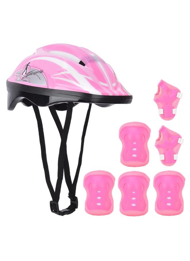 7pcs Helmet Knee Wrist Guard Elbow Pad Set Children Cycling Roller Skating GuardRose Red Children Style (7pcs)