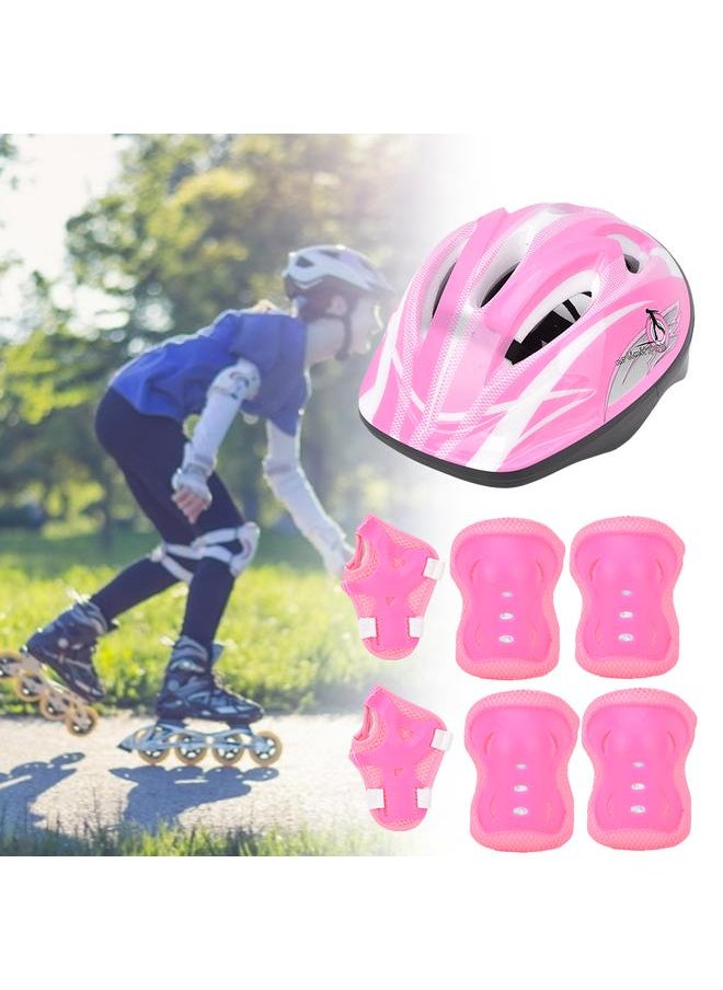 7pcs Helmet Knee Wrist Guard Elbow Pad Set Children Cycling Roller Skating GuardRose Red Children Style (7pcs)