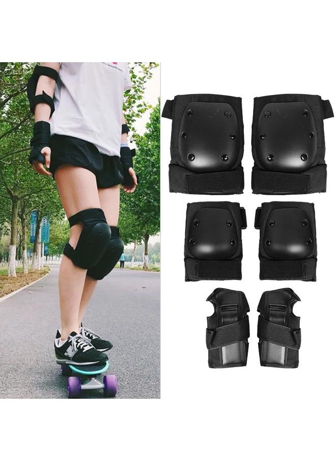 6PCS Protective Safety Gear Pad Skateboard Wrist Elbow Knee Protectors Set for Kids Adults M
