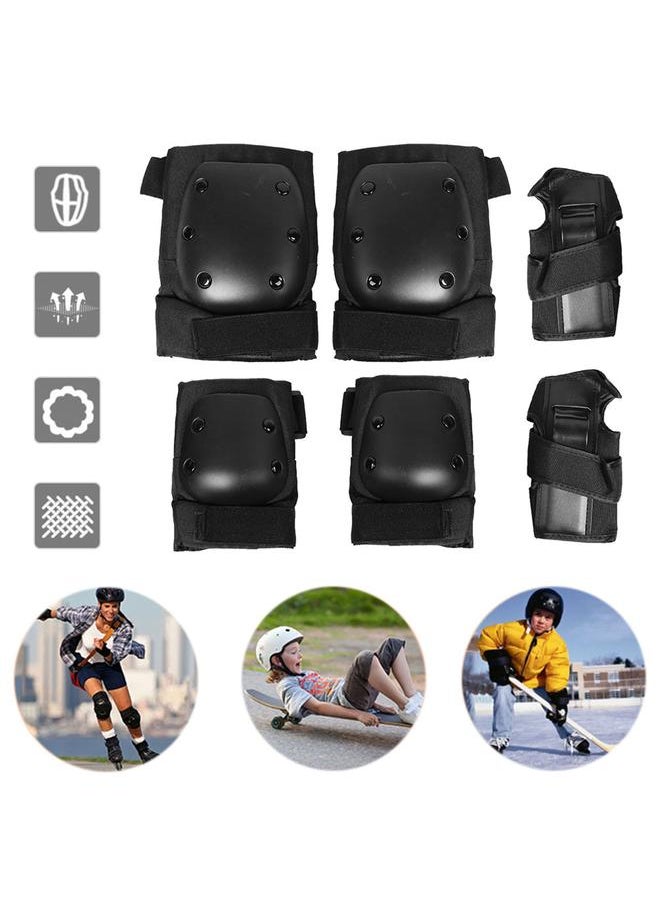 6PCS Protective Safety Gear Pad Skateboard Wrist Elbow Knee Protectors Set for Kids Adults M