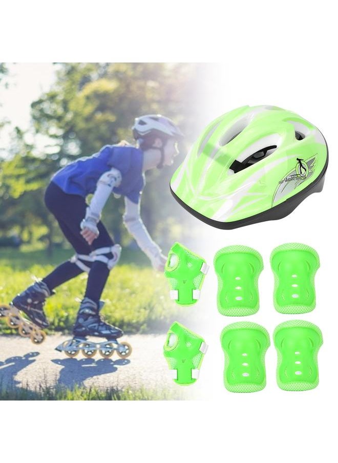 7pcs Helmet Knee Wrist Guard Elbow Pad Set Children Cycling Roller Skating GuardLight Green Children Style (7pcs)