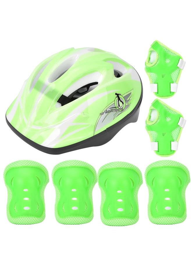 7pcs Helmet Knee Wrist Guard Elbow Pad Set Children Cycling Roller Skating GuardLight Green Children Style (7pcs)