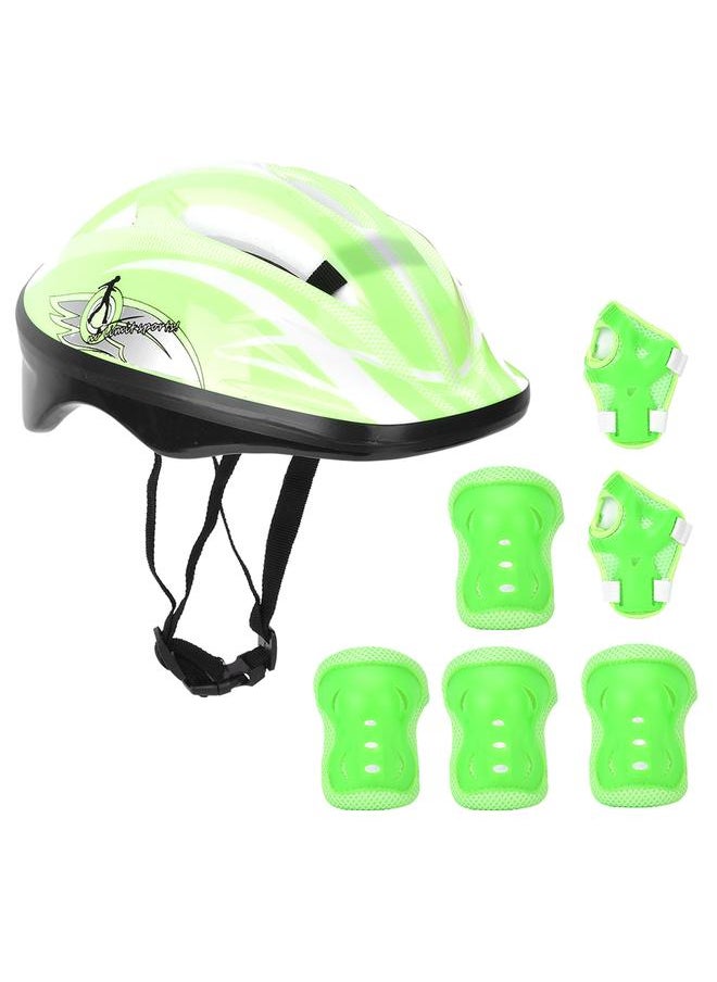 7pcs Helmet Knee Wrist Guard Elbow Pad Set Children Cycling Roller Skating GuardLight Green Children Style (7pcs)