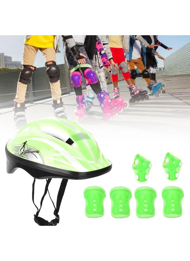 7pcs Helmet Knee Wrist Guard Elbow Pad Set Children Cycling Roller Skating GuardLight Green Children Style (7pcs)