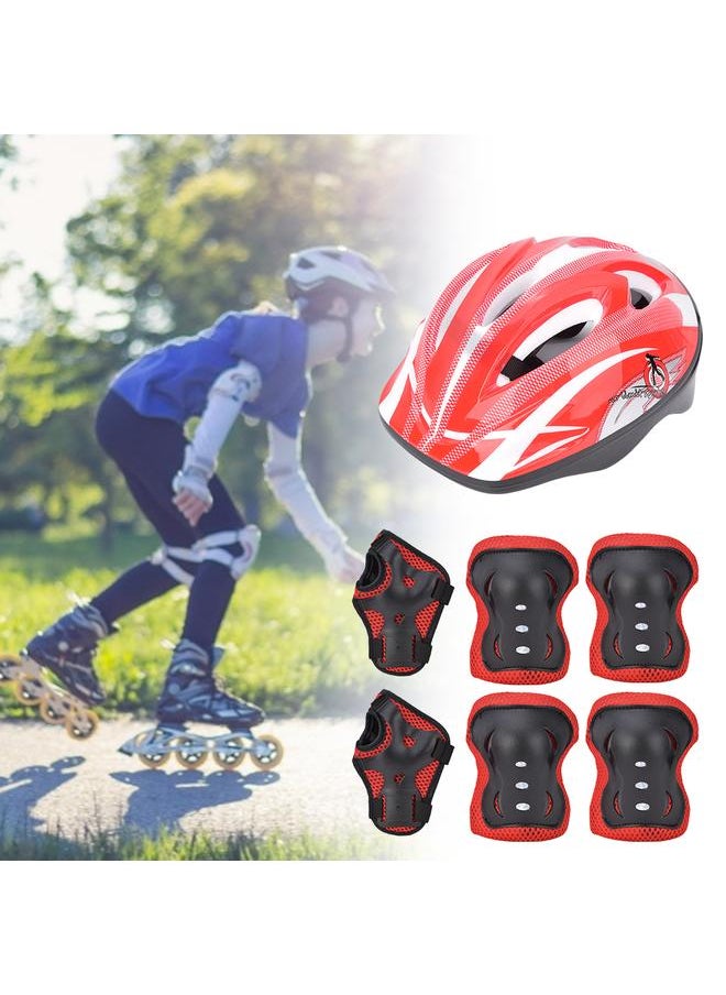 7pcs Helmet Knee Wrist Guard Elbow Pad Set Children Cycling Roller Skating GuardRed Children Style (7pcs)