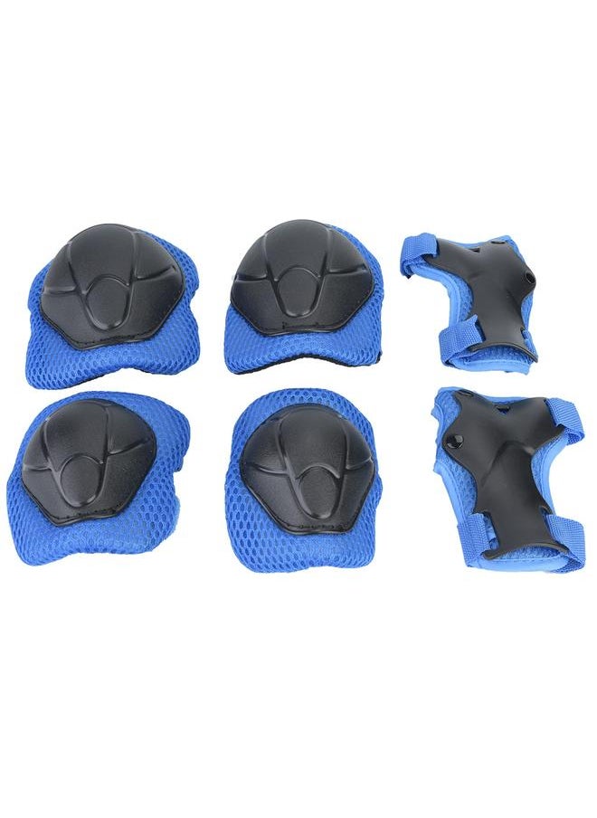 6pcs Children Protective Safety Gear Pad Skateboard Wrist Elbow Knee Protectors Set (Blue)