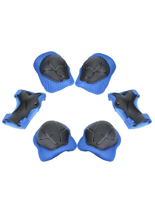 6pcs Children Protective Safety Gear Pad Skateboard Wrist Elbow Knee Protectors Set (Blue)