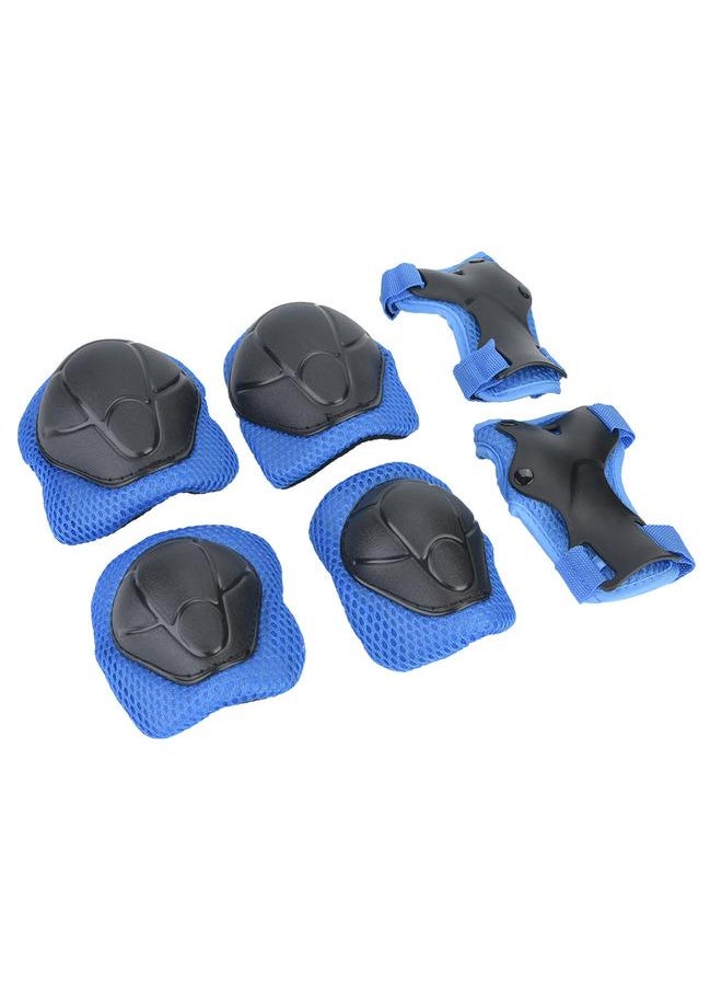 6pcs Children Protective Safety Gear Pad Skateboard Wrist Elbow Knee Protectors Set (Blue)