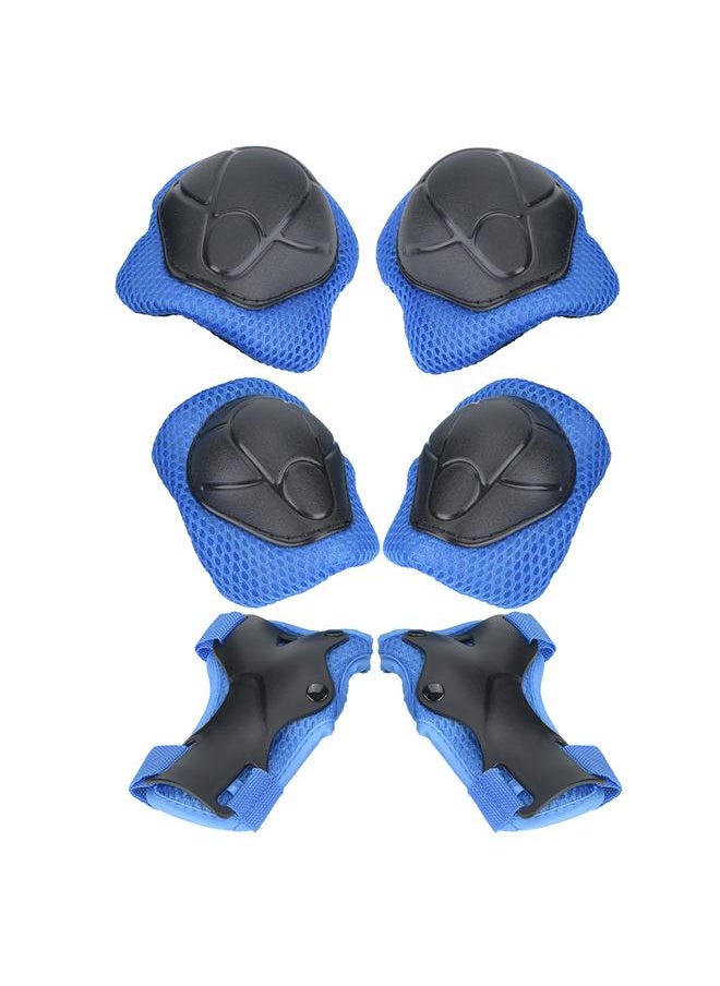 6pcs Children Protective Safety Gear Pad Skateboard Wrist Elbow Knee Protectors Set (Blue)