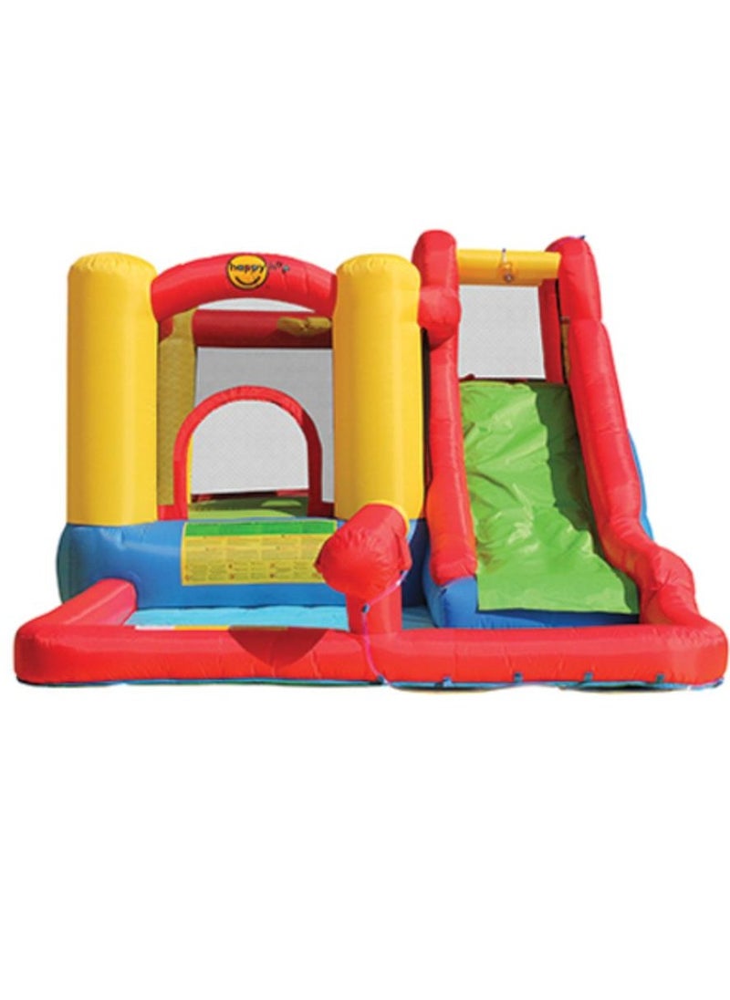 Happy Hop Jump & Plush with Water Slide, Climbing Wall and Water Cannon 350x280x190cm | Inflatable Bouncer | Inflatable Water Park | Jumping Castle for Outdoor Play | Water Play Adventure | Suitable for Ages 3+
