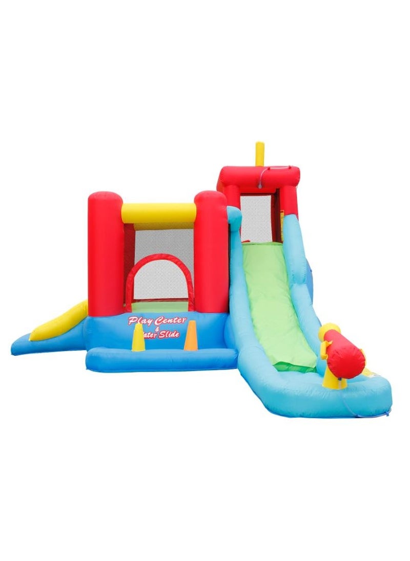 Happy Hop Play Center + Water Slide 440x330x235cm | Inflatable Bouncer | Inflatable Water Park with Air Blower | Jumping Castle for Outdoor Play | Water Play Adventure | Suitable for Ages 3+