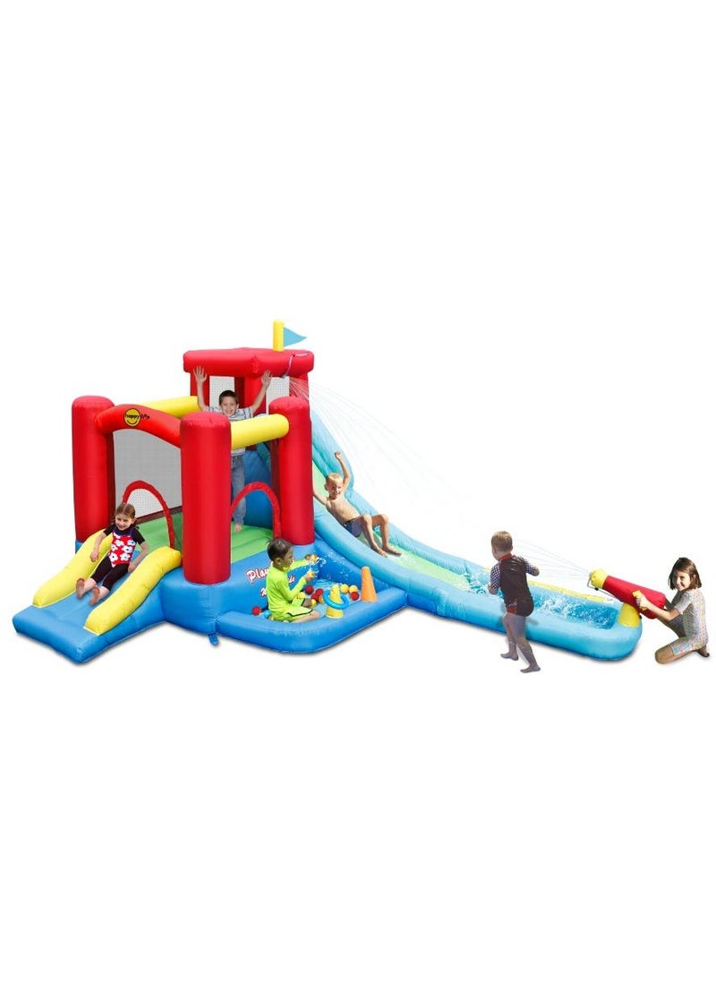Happy Hop Play Center + Water Slide 440x330x235cm | Inflatable Bouncer | Inflatable Water Park with Air Blower | Jumping Castle for Outdoor Play | Water Play Adventure | Suitable for Ages 3+