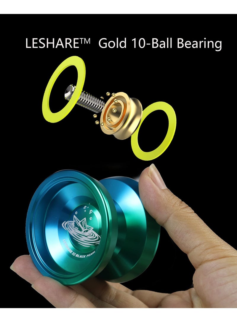 Professional Non-responsive Yoyo, Aluminum Ball Bearing Competitive Yo yo Boys Toys for Professional, Intermediate and Advanced Players (Green)