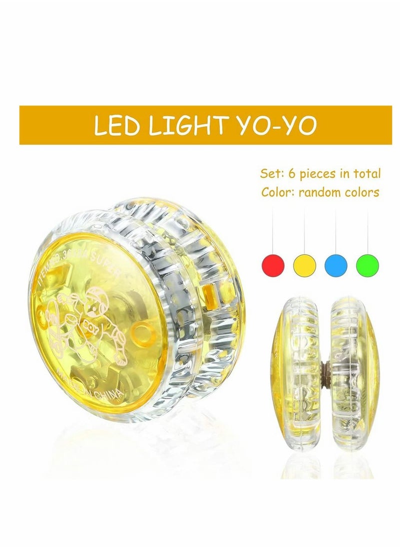 6 Pieces LED Light Yo-Yo, Plastic Responsive Yoyo Entertaining for Beginner Party Favors, Kids Favors Funny Kid Toys Game, Goodie Bag Fillers Classroom Rewards (Random Colors)
