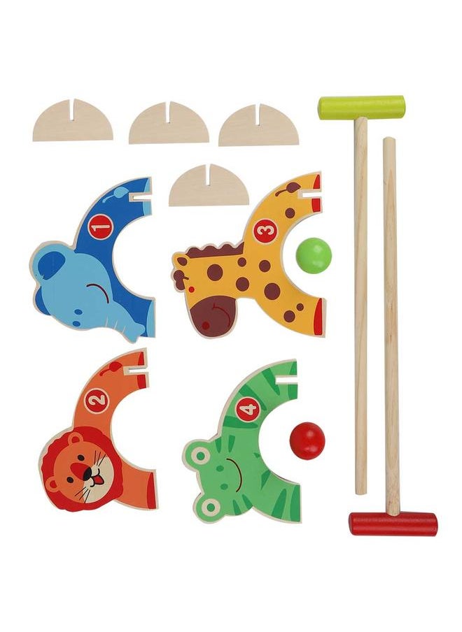 Outdoor Sports Children Educational Wooden Animal Cartoon Croquet Golf Set Kids Toy Ball Games