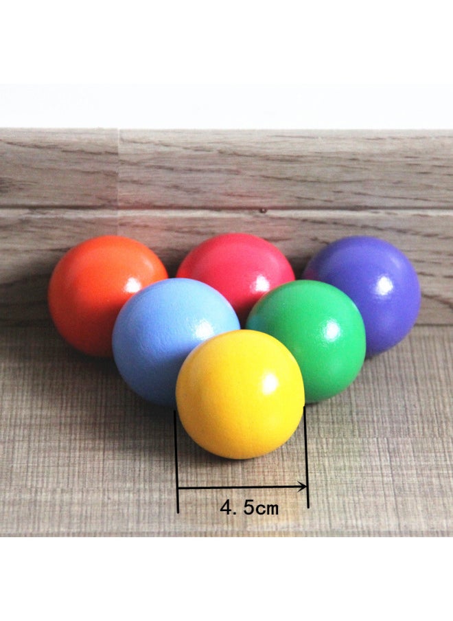 Rainbow Wooden Ball 6 Pack With Rainbow Building Blocks Matching Children's Toy Ball Wooden Toy Ball Puzzle Play Home-Color:Rainbow Wooden Ball 6 Pack