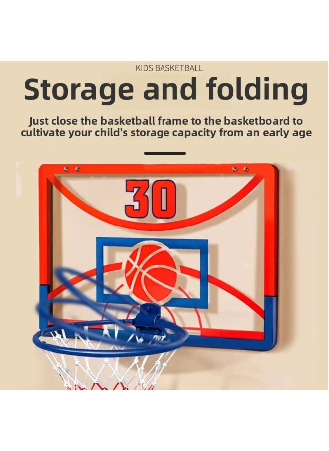 Children's Foldable Basketball Stand Shooting Baby Home Ball Toys Children's Basketball Stand Boys Toys-Color:Large Metal 30 Basketball Frame Red
