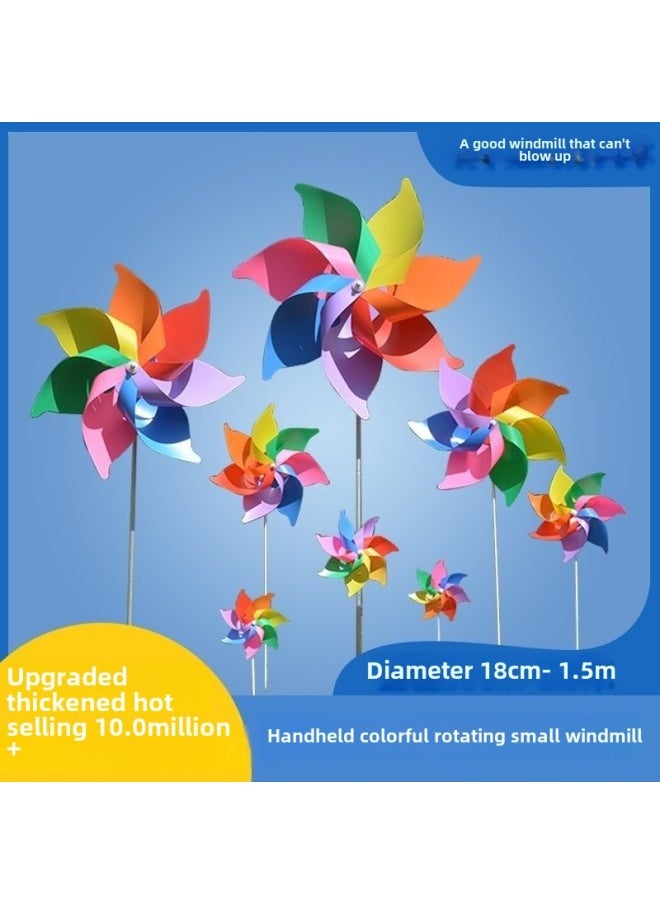 Rotating Colorful Small Windmill Children's Toys Hanging Kindergarten Scenic Decoration Windmill Large Outdoor Round Ball Windmill-Color:Extra Thick Four-color 1.5m With 2m Iron 1 Piece