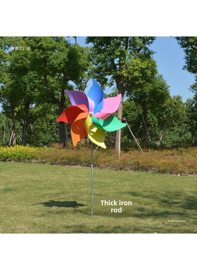 Rotating Colorful Small Windmill Children's Toys Hanging Kindergarten Scenic Decoration Windmill Large Outdoor Round Ball Windmill-Color:Extra Thick Four-color 1.5m With 2m Iron 1 Piece