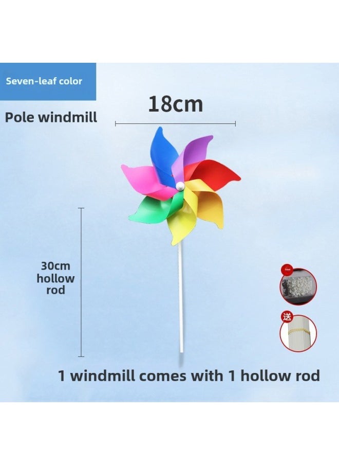 Rotating Colorful Small Windmill Children's Toys Hanging Kindergarten Scenic Decoration Windmill Large Outdoor Round Ball Windmill-Color:Extra Thick Four-color 1.5m With 2m Iron 1 Piece